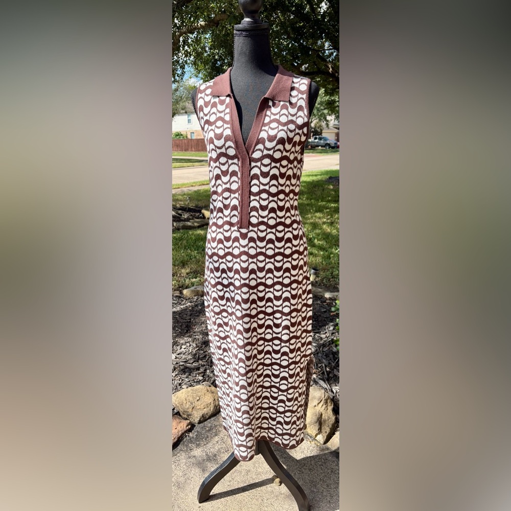 House of Harlow 1960 Brown and Cream Dress
